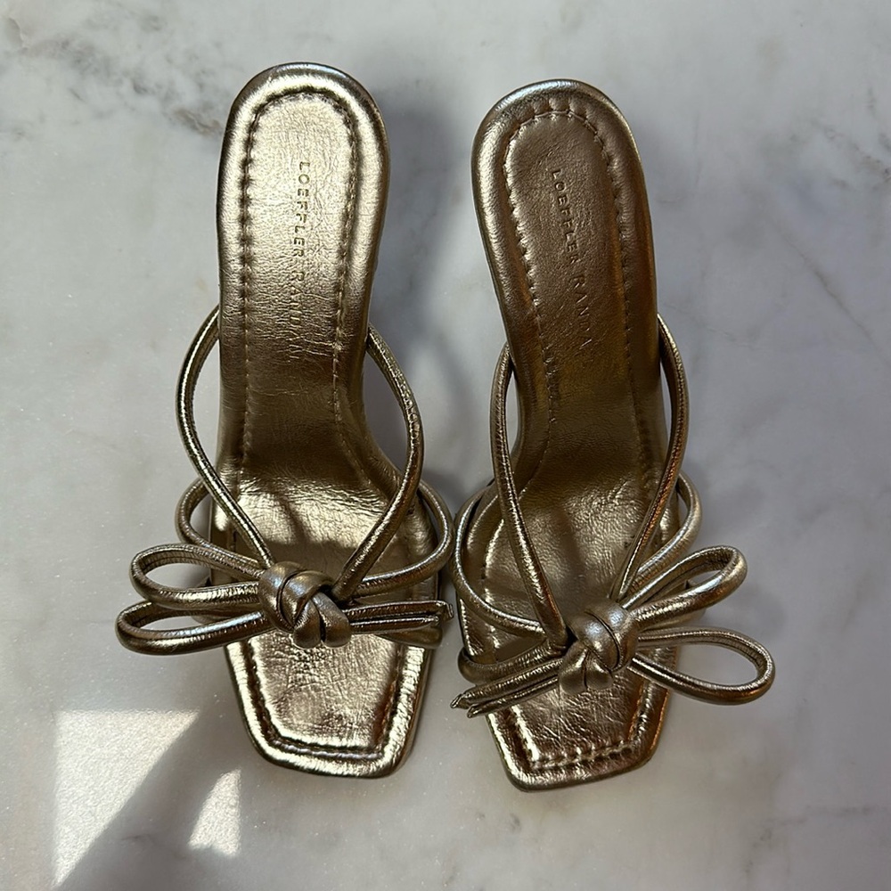 Loeffler Randall Margi Heels in Champagne Gold. Size 8.